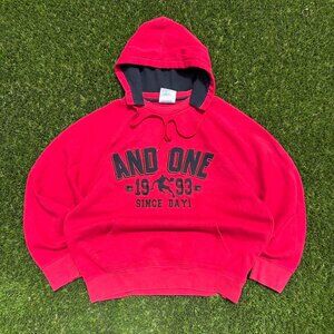 Vintage Red Basketball Sportswear Streetwear 90s Casual “And One” Red Skater Hoo